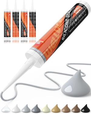 Light Gray Silicone Caulk, 100% Waterproof Silicone Sealant Adhesive Caulking,for RV, Kitchen,Bathroom, Window, Door, Glass,10.2FL.OZ/300ML (4Pack) Light Gray Silicone Caulk, 100% Waterproof Silicone Sealant Adhesive Caulking,for RV, Kitchen,Bathroom, Window, Door, Glass,10.2FL.OZ/300ML (4Pack)