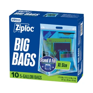 Big Bags 5 Gallon XL, Reusable Large-Capacity Plastic Storage Bags, 10 count Big Bags 5 Gallon XL, Reusable Large-Capacity Plastic Storage Bags, 10 count