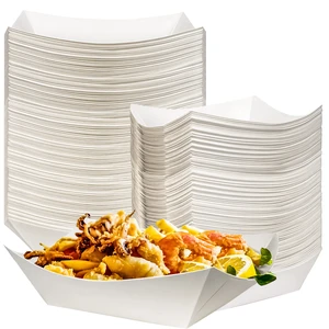100 Pack 2lb Kraft Paper Food Trays, Waterproof Heavy-Duty Paper Food Boats Disposable Serving Baskets Trays for Fries Sandwiches Burgers Hot Dogs Taco BBQ Popcorn Picnic Wedding Party (White) 100 Pack 2lb Kraft Paper Food Trays, Waterproof Heavy-Duty Paper Food Boats Disposable Serving Baskets Trays for Fries Sandwiches Burgers Hot Dogs Taco BBQ Popcorn Picnic Wedding Party (White)