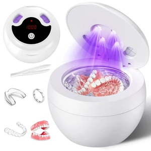 Upgraded Ultrasonic Retainer Cleaner Machine, 48kHz Ultrasonic Dentures Cleaner for Mouth Guards, Braces, Aligner, Toothbrush & Jewelry, 200ML Capacity, White Upgraded Ultrasonic Retainer Cleaner Machine, 48kHz Ultrasonic Dentures Cleaner for Mouth Guards, Braces, Aligner, Toothbrush & Jewelry, 200ML Capacity, White