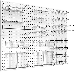 Peg Board Kit, Includes Pegboard and Accessories,with Hooks and Bins,Peg Board Wall Organizer for Office,Ornaments Display,Crafts Organization (129, White) Peg Board Kit, Includes Pegboard and Accessories,with Hooks and Bins,Peg Board Wall Organizer for Office,Ornaments Display,Crafts Organization (129, White)