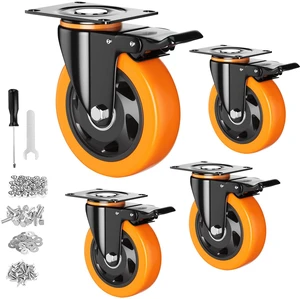 3 Inch Caster Wheels, Heavy Duty Casters Set of 4 with Brake Polyurethane, Dual Lock Industrial Swivel Plate Mount for Furniture/ Workbench/Cart, Hardware Kits for Installation 3 Inch Caster Wheels, Heavy Duty Casters Set of 4 with Brake Polyurethane, Dual Lock Industrial Swivel Plate Mount for Furniture/ Workbench/Cart, Hardware Kits for Installation