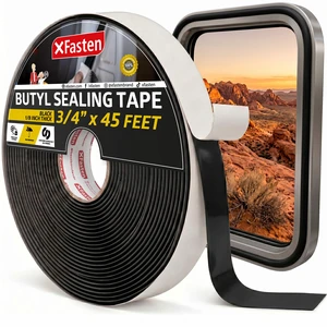 Butyl Tape RV Black, 3/4 in x 45 Ft, 1/8 in Thick EDPM Rubber Sealant Tape - Roof Patching, Boat Sealing, Leak Proof Butyl Putty Tape Butyl Tape RV Black, 3/4 in x 45 Ft, 1/8 in Thick EDPM Rubber Sealant Tape - Roof Patching, Boat Sealing, Leak Proof Butyl Putty Tape