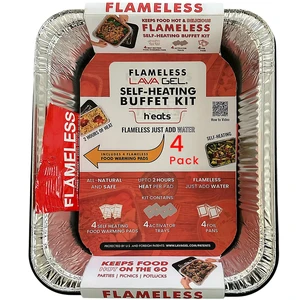 Self-Heating Buffet Kit Flameless Food Warmer Set for Parties Includes 4 Trays, 4 Half-Size Heat Pads & Foil Pans Keeps Hot Food Hot for up to 3 Hours Gel Fuel Can Alternative Self-Heating Buffet Kit Flameless Food Warmer Set for Parties Includes 4 Trays, 4 Half-Size Heat Pads & Foil Pans Keeps Hot Food Hot for up to 3 Hours Gel Fuel Can Alternative