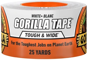Tape Tough & Wide, White, 2.88" x 25 yd Double-Thick Adhesive, Grips Rough Surfaces, Heavy Duty, Weather Resistant for Indoor or Outdoor Use Tape Tough & Wide, White, 2.88" x 25 yd Double-Thick Adhesive, Grips Rough Surfaces, Heavy Duty, Weather Resistant for Indoor or Outdoor Use