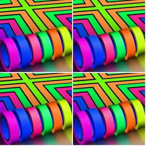 6 Colors Neon Gaffer Cloth Tape, Fluorescent UV Blacklight Tape for UV Party (0.6 inch x 16.5 feet) (Pack of 4) 6 Colors Neon Gaffer Cloth Tape, Fluorescent UV Blacklight Tape for UV Party (0.6 inch x 16.5 feet) (Pack of 4)