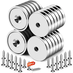 Magnets with Countersunk Hole,0.98 Inch 60LBS 24 Pack Heavy Duty Magnet Rare Earth Neodymium Strong Round Base Cup and Stainless Screws for Refrigerator,Office,Craft Magnets with Countersunk Hole,0.98 Inch 60LBS 24 Pack Heavy Duty Magnet Rare Earth Neodymium Strong Round Base Cup and Stainless Screws for Refrigerator,Office,Craft
