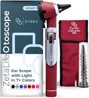 ZetaLife Otoscope - Ear Scope with Light, Ear Infection Detector, Pocket Size (Maroon Color) ZetaLife Otoscope - Ear Scope with Light, Ear Infection Detector, Pocket Size (Maroon Color)