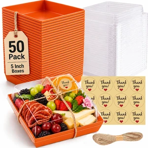 50 Pack 5in Small Charcuterie Boxes with Clear Lids, Mini Paper Containers Disposable Grease-Proof Dessert Packaging, Food Containers For Charcuterie, Bakery, Cookies, Pastry, Cake Slice, Strawberries 50 Pack 5in Small Charcuterie Boxes with Clear Lids, Mini Paper Containers Disposable Grease-Proof Dessert Packaging, Food Containers For Charcuterie, Bakery, Cookies, Pastry, Cake Slice, Strawberries