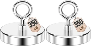 350 LBS Fishing Magnet, 2 Inch Strong Neodymium Magnet (Pack of 2) 350 LBS Fishing Magnet, 2 Inch Strong Neodymium Magnet (Pack of 2)