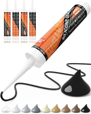 Black Silicone Caulk, 100% Waterproof Silicone Sealant Adhesive Caulking,for RV, Kitchen,Bathroom, Window, Door, Glass, Auto Leak Sealing 10.2FL.OZ/300ML4 Pack Black Silicone Caulk, 100% Waterproof Silicone Sealant Adhesive Caulking,for RV, Kitchen,Bathroom, Window, Door, Glass, Auto Leak Sealing 10.2FL.OZ/300ML4 Pack