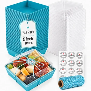 50 Pack 5in Small Charcuterie Boxes with Clear Lids, Mini Paper Containers Disposable Grease-Proof Dessert Packaging, Food Containers For Charcuterie, Bakery, Cookies, Pastry, Cake Slice, Strawberries 50 Pack 5in Small Charcuterie Boxes with Clear Lids, Mini Paper Containers Disposable Grease-Proof Dessert Packaging, Food Containers For Charcuterie, Bakery, Cookies, Pastry, Cake Slice, Strawberries