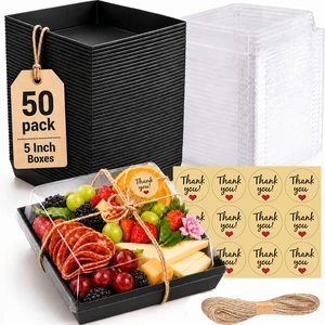 50 Pack 5in Small Charcuterie Boxes with Clear Lids, Mini Paper Containers Disposable Grease-Proof Dessert Packaging, Food Containers For Charcuterie, Bakery, Cookies, Pastry, Cake Slice, Strawberries 50 Pack 5in Small Charcuterie Boxes with Clear Lids, Mini Paper Containers Disposable Grease-Proof Dessert Packaging, Food Containers For Charcuterie, Bakery, Cookies, Pastry, Cake Slice, Strawberries