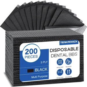 200 Pack Disposable Dental Bibs 13"x18", 3-Ply Waterproof Tattoo Bibs Sheet for Nail Salon, Dental Clinic, Feeding, Tattoo Shop (Black) 200 Pack Disposable Dental Bibs 13"x18", 3-Ply Waterproof Tattoo Bibs Sheet for Nail Salon, Dental Clinic, Feeding, Tattoo Shop (Black)