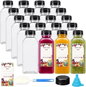 20pcs 12oz Plastic Juice Bottles with Caps Reusable Juicing Bottles, Clear Drink Containers with Lids for Juicing, Smoothie and Other Beverages 20pcs 12oz Plastic Juice Bottles with Caps Reusable Juicing Bottles, Clear Drink Containers with Lids for Juicing, Smoothie and Other Beverages