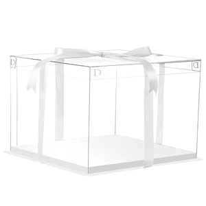 12X12X7inch Clear cake Boxes,Cake Carrier,Disposable Cake Containers, Large Cake box with Ribbon, Ideal for Large 10and 12Inch Cake carry,transparent cake box for birthday Party wedding -White 12X12X7inch Clear cake Boxes,Cake Carrier,Disposable Cake Containers, Large Cake box with Ribbon, Ideal for Large 10and 12Inch Cake carry,transparent cake box for birthday Party wedding -White
