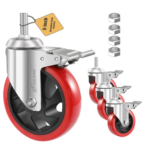 5 inch Caster Wheels 1/2" Threaded Stem Casters Set of 4 Heavy Duty 1600 Lbs, 1/2"-13x1.25", Smooth & Quiet-Rolling, Castor Wheels for Wire Shelving, Cart, Tool Box, Workbenche, Furniture 5 inch Caster Wheels 1/2" Threaded Stem Casters Set of 4 Heavy Duty 1600 Lbs, 1/2"-13x1.25", Smooth & Quiet-Rolling, Castor Wheels for Wire Shelving, Cart, Tool Box, Workbenche, Furniture