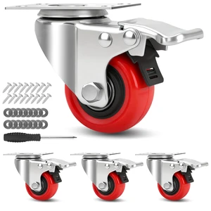 2 Inch Industrial Heavy Duty Swivel Caster Wheels with Brake,Set of 4 Safety Locking Casters,Load 600lbs,Premium Polyurethane Wheels for Table,Trailer,Saw Table,Stage Toolbox,Bed,Corn Board 2 Inch Industrial Heavy Duty Swivel Caster Wheels with Brake,Set of 4 Safety Locking Casters,Load 600lbs,Premium Polyurethane Wheels for Table,Trailer,Saw Table,Stage Toolbox,Bed,Corn Board