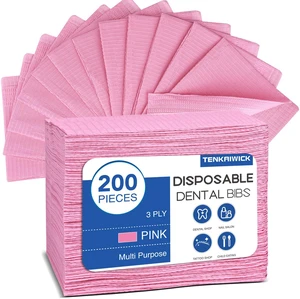 200 Pack Disposable Dental Bibs 13"x18", 3-Ply Waterproof Tattoo Bibs Sheet for Nail Salon, Dental Clinic, Feeding, Tattoo Shop (Pink) 200 Pack Disposable Dental Bibs 13"x18", 3-Ply Waterproof Tattoo Bibs Sheet for Nail Salon, Dental Clinic, Feeding, Tattoo Shop (Pink)