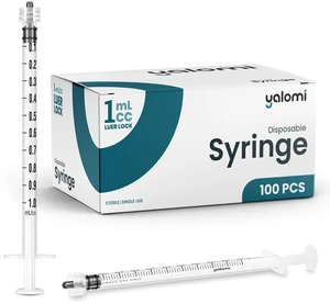 1mL Luer Lock Syringe (No Needle) | 100 Pack | Sterile & Individually Wrapped | Professional, Industrial & Personal Use 1mL Luer Lock Syringe (No Needle) | 100 Pack | Sterile & Individually Wrapped | Professional, Industrial & Personal Use