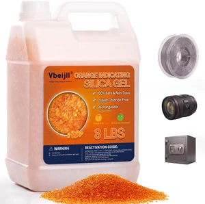 (8 LBS) Orange Indicating Silica Gel Desiccant Beads Cobalt Chloride-Free, Non-Toxic, Reusable, 2-5mm silica beads for 3D Printer Filament, Camera, Gun Safe, Electronics, Jewelry (8 LBS) Orange Indicating Silica Gel Desiccant Beads Cobalt Chloride-Free, Non-Toxic, Reusable, 2-5mm silica beads for 3D Printer Filament, Camera, Gun Safe, Electronics, Jewelry