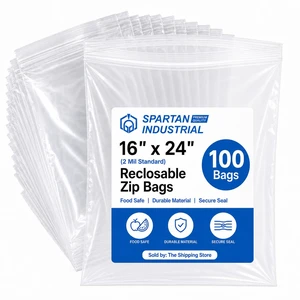 16 X 24 (100 Count) 2 Mil Clear Reclosable Zip Plastic Poly Bags with Resealable Lock Seal Zipper 16 X 24 (100 Count) 2 Mil Clear Reclosable Zip Plastic Poly Bags with Resealable Lock Seal Zipper