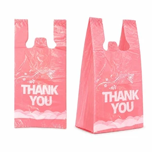 800 Count Pink Thank You T-Shirt Bags, 11 x 6 x 21 in Durable HDPE with handles, Thank You print, disposable carryout sacks for grocery, retail and takeout 800 Count Pink Thank You T-Shirt Bags, 11 x 6 x 21 in Durable HDPE with handles, Thank You print, disposable carryout sacks for grocery, retail and takeout