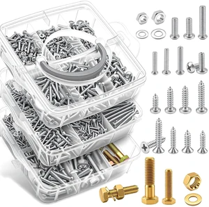2013Pcs SAE&Metric Nuts and Bolts Assortment Kit 62-Sizes M3/M4/M5/M6/M8#6#8#10 1/4'' 5/16'' 3/8'' Wood Screws Nut Bolt Washer for Machinery, Furniture, Automotive, Motorcycle Repair 2013Pcs SAE&Metric Nuts and Bolts Assortment Kit 62-Sizes M3/M4/M5/M6/M8#6#8#10 1/4'' 5/16'' 3/8'' Wood Screws Nut Bolt Washer for Machinery, Furniture, Automotive, Motorcycle Repair
