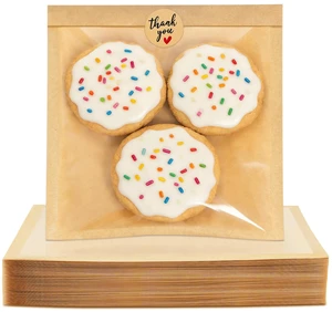 300 Pack Cookie Bags with Seal, 7.1x7.5 Inch Heat Sealable Bakery Bags with Window Grease Resistant Paper Packaging Sleeves for Bake Sale Bagel, Cake Slice, Sandwich, Donut, Pastry 300 Pack Cookie Bags with Seal, 7.1x7.5 Inch Heat Sealable Bakery Bags with Window Grease Resistant Paper Packaging Sleeves for Bake Sale Bagel, Cake Slice, Sandwich, Donut, Pastry