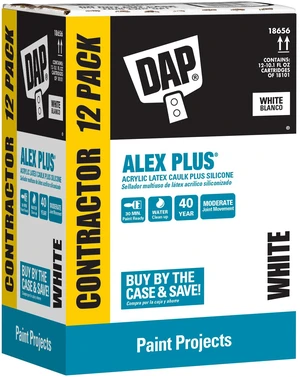Alex Plus Acrylic Latex Caulk, White, 10.1 Oz, 12 Pack (7079818152) Alex Plus Acrylic Latex Caulk, White, 10.1 Oz, 12 Pack (7079818152)