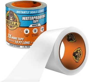 Waterproofing Tape, Permanent, White, 4" x 10 Weather Resistant for Leaks and Repairs, Conforms to All Surfaces, UV and Moisture Resistant Backing Waterproofing Tape, Permanent, White, 4" x 10 Weather Resistant for Leaks and Repairs, Conforms to All Surfaces, UV and Moisture Resistant Backing