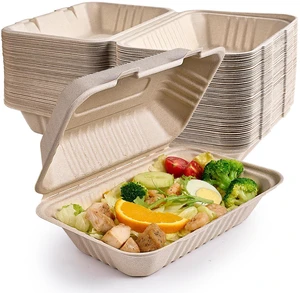 75 Pack Compostable Clamshell Take Out Food Containers, 9x6 inch Heavy-Duty Disposable To Go Boxes, Eco-Friendly Biodegradable To Go Containers For Food, Perfect for Next Day Lunch, Party 75 Pack Compostable Clamshell Take Out Food Containers, 9x6 inch Heavy-Duty Disposable To Go Boxes, Eco-Friendly Biodegradable To Go Containers For Food, Perfect for Next Day Lunch, Party