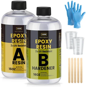 32OZ 3X UV Resistant Crystal Clear Epoxy Resin Kit, 1:1 High Gloss Non-Yellowing Formula, Bubble-Free, Self-Leveling, Art, Crafts, Jewelry, Casting, Coating and Tabletop Projects 32OZ 3X UV Resistant Crystal Clear Epoxy Resin Kit, 1:1 High Gloss Non-Yellowing Formula, Bubble-Free, Self-Leveling, Art, Crafts, Jewelry, Casting, Coating and Tabletop Projects