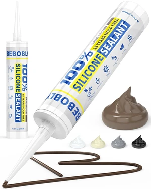 Silicone Caulk & Sealant Brown, 100% Waterproof Silicone Sealant, Shrink & Crack Proof, Silicone Caulking for Kitchen, Bathroom, RV, Interior & Exterior Use, 10.2 FL. OZ/300ML, 1 Pack Silicone Caulk & Sealant Brown, 100% Waterproof Silicone Sealant, Shrink & Crack Proof, Silicone Caulking for Kitchen, Bathroom, RV, Interior & Exterior Use, 10.2 FL. OZ/300ML, 1 Pack