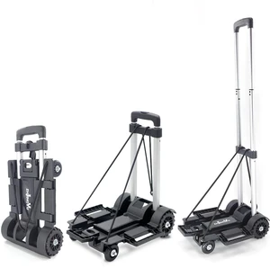 Folding Hand Truck Lightweight Trolley,4 Wheels Small Utility Dolly Cart 2 Elastic Ropes,portable backpack trolley,luggage cart,Dolly,Grocery cart,Travel,Moving,Shopping.Aluminum Pole,black Folding Hand Truck Lightweight Trolley,4 Wheels Small Utility Dolly Cart 2 Elastic Ropes,portable backpack trolley,luggage cart,Dolly,Grocery cart,Travel,Moving,Shopping.Aluminum Pole,black