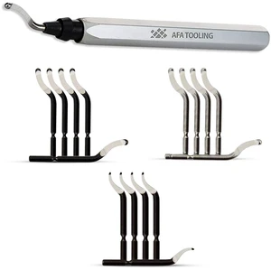 Deburring Tool, 16 Blades, Silver CNC Anodized Aluminum Handle Built for 3D printing, metal, PVC, copper and plastic; three M2/M35 HSS types give 360-degree rotation on alloys and holes Deburring Tool, 16 Blades, Silver CNC Anodized Aluminum Handle Built for 3D printing, metal, PVC, copper and plastic; three M2/M35 HSS types give 360-degree rotation on alloys and holes