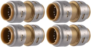 Max 3/4 Inch Coupling, Pack of 4, Push to Connect Brass Plumbing Fitting, PEX Pipe, Copper, CPVC, PE-RT, HDPE, UR016A8 Max 3/4 Inch Coupling, Pack of 4, Push to Connect Brass Plumbing Fitting, PEX Pipe, Copper, CPVC, PE-RT, HDPE, UR016A8