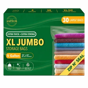 5 Gallon Large Plastic Storage Bags 18" x 24" (30 Count) Reusable XXL Extra Large Clear Jumbo Zip Bags with Sealable Zipper Top For Clothes, Travel, Moving 5 Gallon Large Plastic Storage Bags 18" x 24" (30 Count) Reusable XXL Extra Large Clear Jumbo Zip Bags with Sealable Zipper Top For Clothes, Travel, Moving