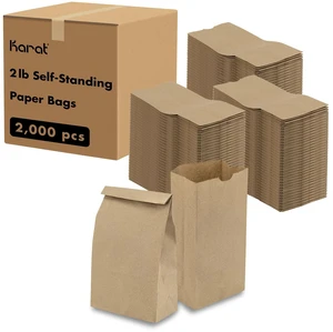 2lb Paper Lunch Bags - Kraft, 2,000 Count - Versatile Paper Bags for Small Business, Snacks, Popcorns or Party Favor - Sturdy, Self-Standing, Reusable 2lb Paper Lunch Bags - Kraft, 2,000 Count - Versatile Paper Bags for Small Business, Snacks, Popcorns or Party Favor - Sturdy, Self-Standing, Reusable