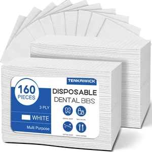 160 Pack Disposable Dental Bibs 13"x18", 3-Ply Waterproof Tattoo Bibs Sheet for Nail Salon, Dental Clinic, Feeding, Tattoo Shop (White) 160 Pack Disposable Dental Bibs 13"x18", 3-Ply Waterproof Tattoo Bibs Sheet for Nail Salon, Dental Clinic, Feeding, Tattoo Shop (White)