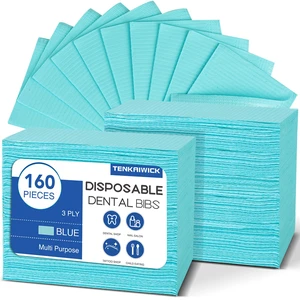 160 Pack Disposable Dental Bibs 13"x18", 3-Ply Waterproof Tattoo Bibs Sheet for Nail Salon, Dental Clinic, Feeding, Tattoo Shop (Blue) 160 Pack Disposable Dental Bibs 13"x18", 3-Ply Waterproof Tattoo Bibs Sheet for Nail Salon, Dental Clinic, Feeding, Tattoo Shop (Blue)