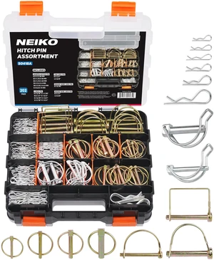 50418A Trailer Hitch Pin Clip Set, 202 Pc O-Ring Locking Trailer Pin Clips, Zinc Plated, Steel Square Tractor, Double Line, Linch, PTO and Hairpin Cotter Pins 50418A Trailer Hitch Pin Clip Set, 202 Pc O-Ring Locking Trailer Pin Clips, Zinc Plated, Steel Square Tractor, Double Line, Linch, PTO and Hairpin Cotter Pins