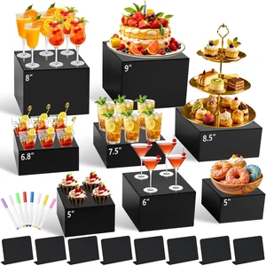 8Pcs Black Acrylic Buffet Risers with Mini Sign and Marker, Food Display Risers for Party Catering Dessert Jewelry, Acrylic Cube Nesting Boxes with Hollow Bottoms(9" 8.5" 8" 7.5" 6.8" 6" 5" 5") 8Pcs Black Acrylic Buffet Risers with Mini Sign and Marker, Food Display Risers for Party Catering Dessert Jewelry, Acrylic Cube Nesting Boxes with Hollow Bottoms(9" 8.5" 8" 7.5" 6.8" 6" 5" 5")