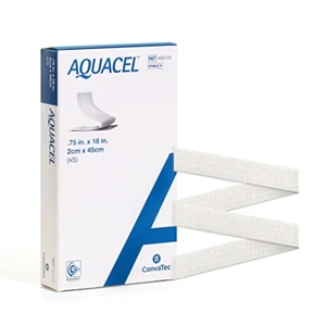 AQUACEL Hydrofiber Ribbon Wound Dressing 0.75"x18", 5 Ct Wound Packing Strip, Absorbent, Non-Woven, Sterile, Moist Healing, Gel Forming, Medical Grade, Flexible, Wound Care AQUACEL Hydrofiber Ribbon Wound Dressing 0.75"x18", 5 Ct Wound Packing Strip, Absorbent, Non-Woven, Sterile, Moist Healing, Gel Forming, Medical Grade, Flexible, Wound Care