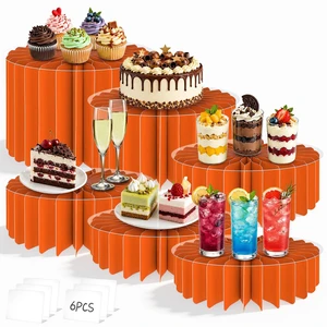 6Pcs Buffet Risers, Food Risers for Table, Foldable Cake Display Stands, Tall Cardboard Cupcakes Stand for Show Catering Desserts Jewelry Wedding Birthday Party Decoration (Orange) 6Pcs Buffet Risers, Food Risers for Table, Foldable Cake Display Stands, Tall Cardboard Cupcakes Stand for Show Catering Desserts Jewelry Wedding Birthday Party Decoration (Orange)