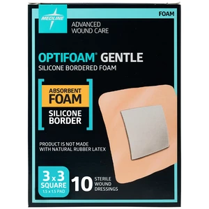 Optifoam Gentle EX Bordered Foam Adhesive Dressing, 3" x 3" Square (10 Count) Optifoam Gentle EX Bordered Foam Adhesive Dressing, 3" x 3" Square (10 Count)