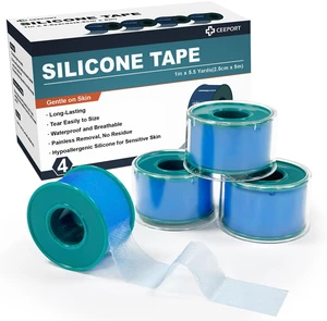 Silicone Tape 4 Rolls Medical Waterproof for Sensitive Skin 1"x5.46 Yds Surgical Tape for Wound, Pre-Cut, Easy Tear, Strong Adhesion, Latex-Free, Pain-Free, Secures Bandages & Dressings Silicone Tape 4 Rolls Medical Waterproof for Sensitive Skin 1"x5.46 Yds Surgical Tape for Wound, Pre-Cut, Easy Tear, Strong Adhesion, Latex-Free, Pain-Free, Secures Bandages & Dressings