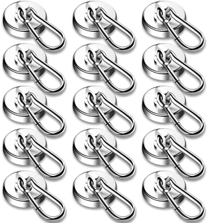 Magnetic Hooks,15 Pack 110LBS Heavy Duty Neodymium Magnet Hooks Swivel Carabiner Hook Strong Magnet Hooks with Swivel Carabiner Hook,Great for Your Refrigerator and Other Magnetic Surfaces Magnetic Hooks,15 Pack 110LBS Heavy Duty Neodymium Magnet Hooks Swivel Carabiner Hook Strong Magnet Hooks with Swivel Carabiner Hook,Great for Your Refrigerator and Other Magnetic Surfaces