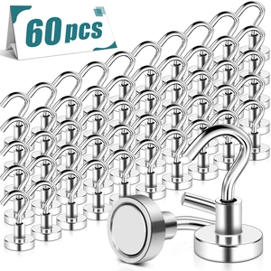 60 Pack Magnetic Hooks Heavy Duty, 25 lbs Strong Earth Magnet Hooks for Hanging, Cruise, Refrigerator, Extra Strong Neodymium Magnets with Hooks for Grill Kitchen Tool Storage 60 Pack Magnetic Hooks Heavy Duty, 25 lbs Strong Earth Magnet Hooks for Hanging, Cruise, Refrigerator, Extra Strong Neodymium Magnets with Hooks for Grill Kitchen Tool Storage