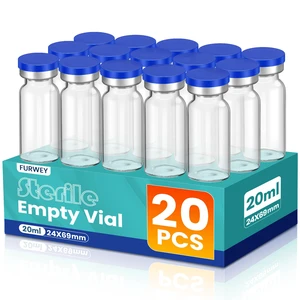 20ML Sterile Vials, Glass Empty Vials for Injection, 20 Pack Sterile Vials with Self Healing Injection Port and Sealing Cap, Glass Sterile Vials for Injections 20ML Sterile Vials, Glass Empty Vials for Injection, 20 Pack Sterile Vials with Self Healing Injection Port and Sealing Cap, Glass Sterile Vials for Injections